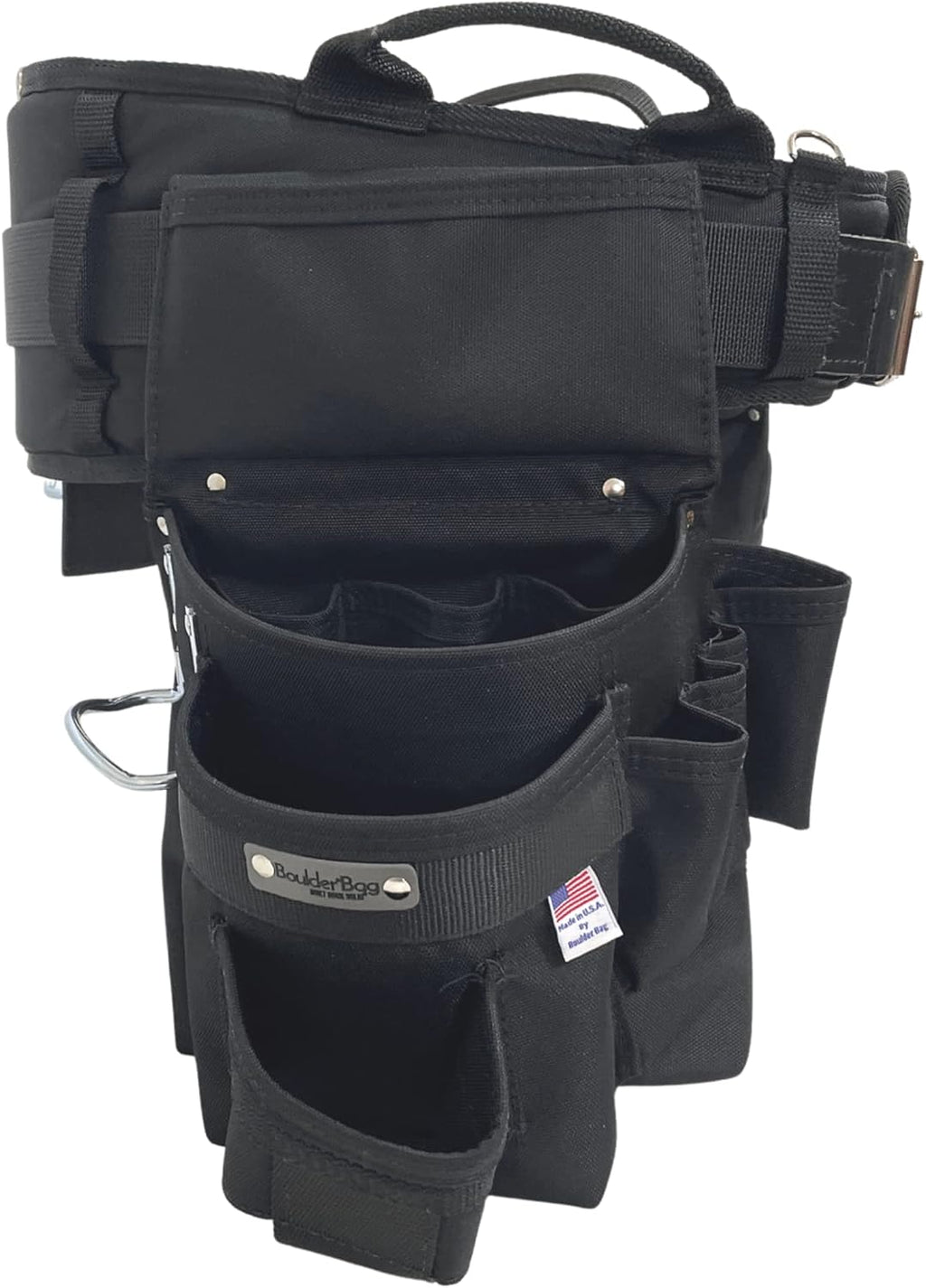 BOULDER BAG Professional Pro Framer MAX Combo with Comfort Back Support Tool Belt, Leather Belt Buckle, Heavy Duty, Black (Small 24-27 Inches), Made in USA