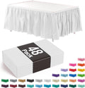 Exquisite Ruffle Table Skirt White 48 Pack 14 Ft Long Table Skirts for Rectangle Tables 6ft Plus or Round Tables Skirts with Adhesive Strip for Gender Reveal Decor & Happy Birthday Parties