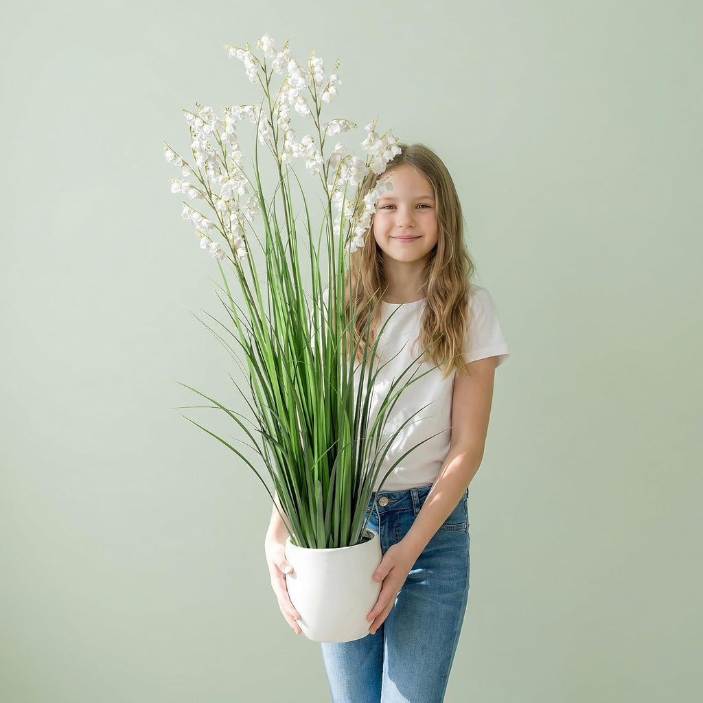 Fake Plants Home Decor Fake Flowers Artificial Plants Outdoor Tall Grass Plant Artificial Pampas Grass Decor Artificial Plants Indoor Fake Grass Living Room Decor Artificial Grass 36'2PCS White