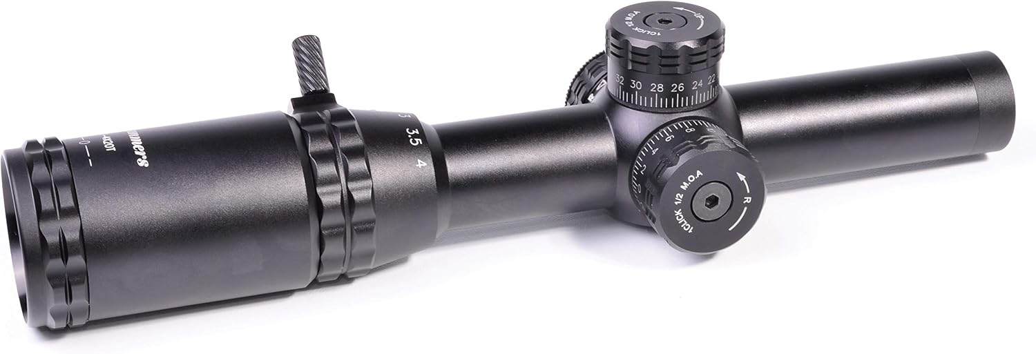 Hammers Lightweight Lever Action Rifle Scope 1-4x20 w/Illuminated Etched Glass Hog Pig Reticle 1inch Tube Weaver Rings Finger Adjustable Lockable Turret Screw Speed Lever