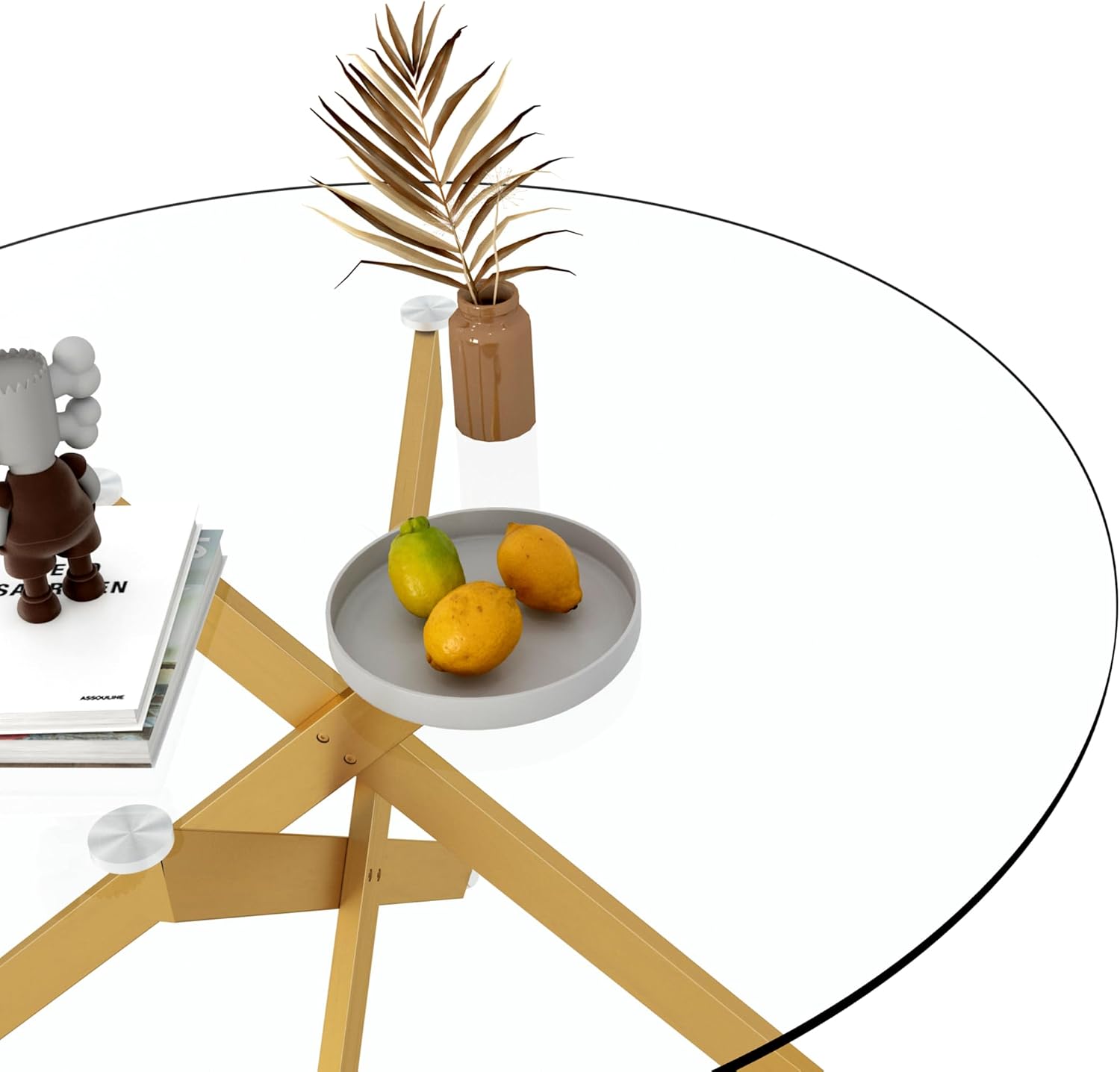 HomVent 3 Piece Round Glass Dining Table Set, Tempered Glass Dinner Table Set for 2 Kitchen Table Set with 2 Velvet Upholstered Chairs for Kitchen Dining Room