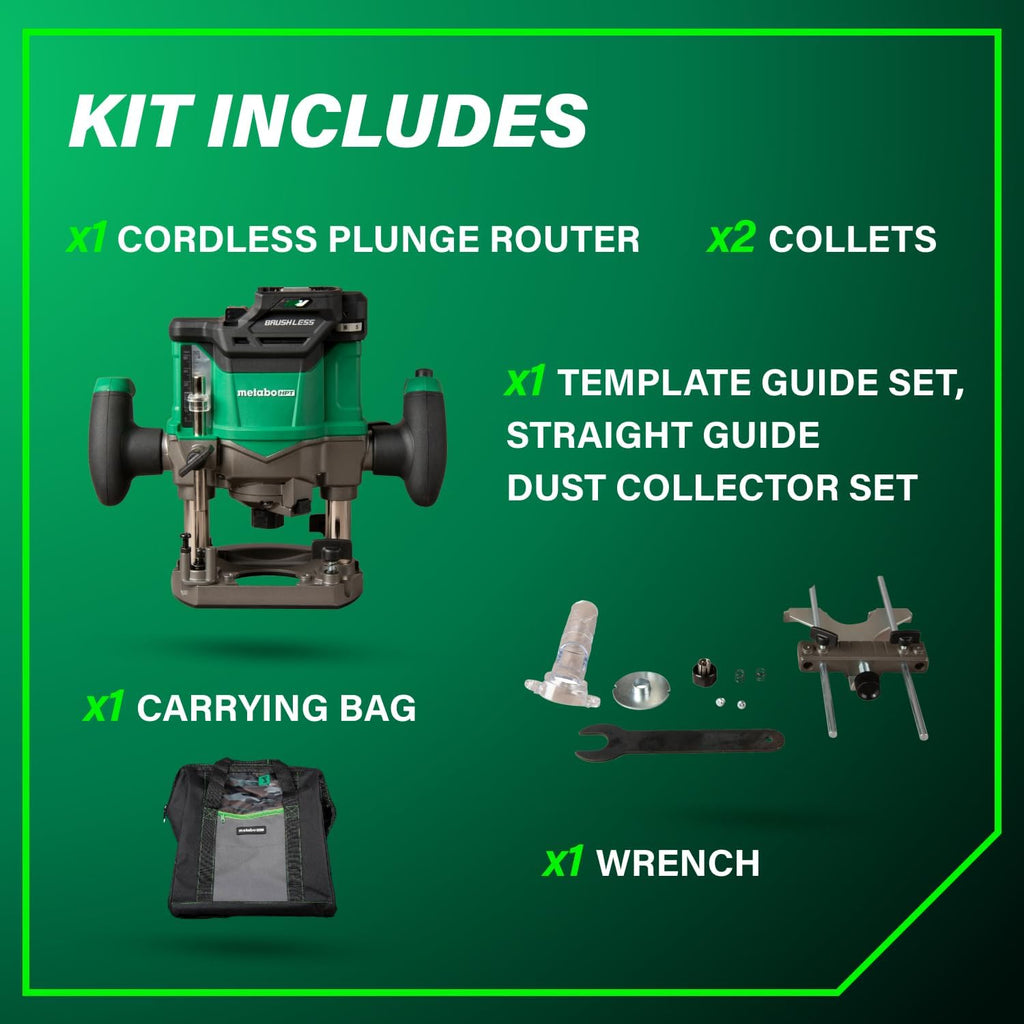 Metabo HPT Cordless Plunge Router, 36V Variable Speed Router, Up to 46 Feet per Minute, Lightweight Design, LED Work Light, 2020 Pro Tools Innovation Award Winner, Tool Body Only, M3612DAQ4