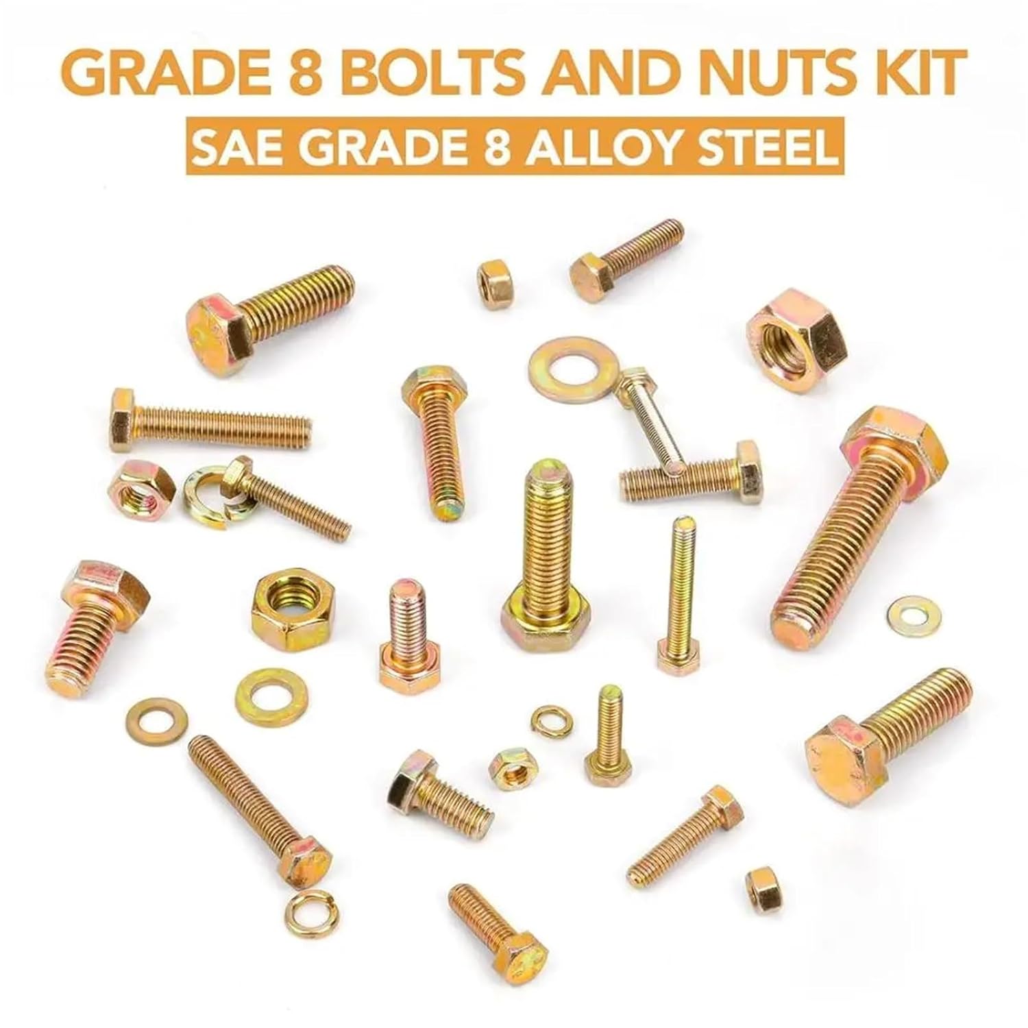 Nut & Bolt Sets 1045PCS Grade 8. Zinc Plated Heavy Duty Metric Bolt and Nut Assembly