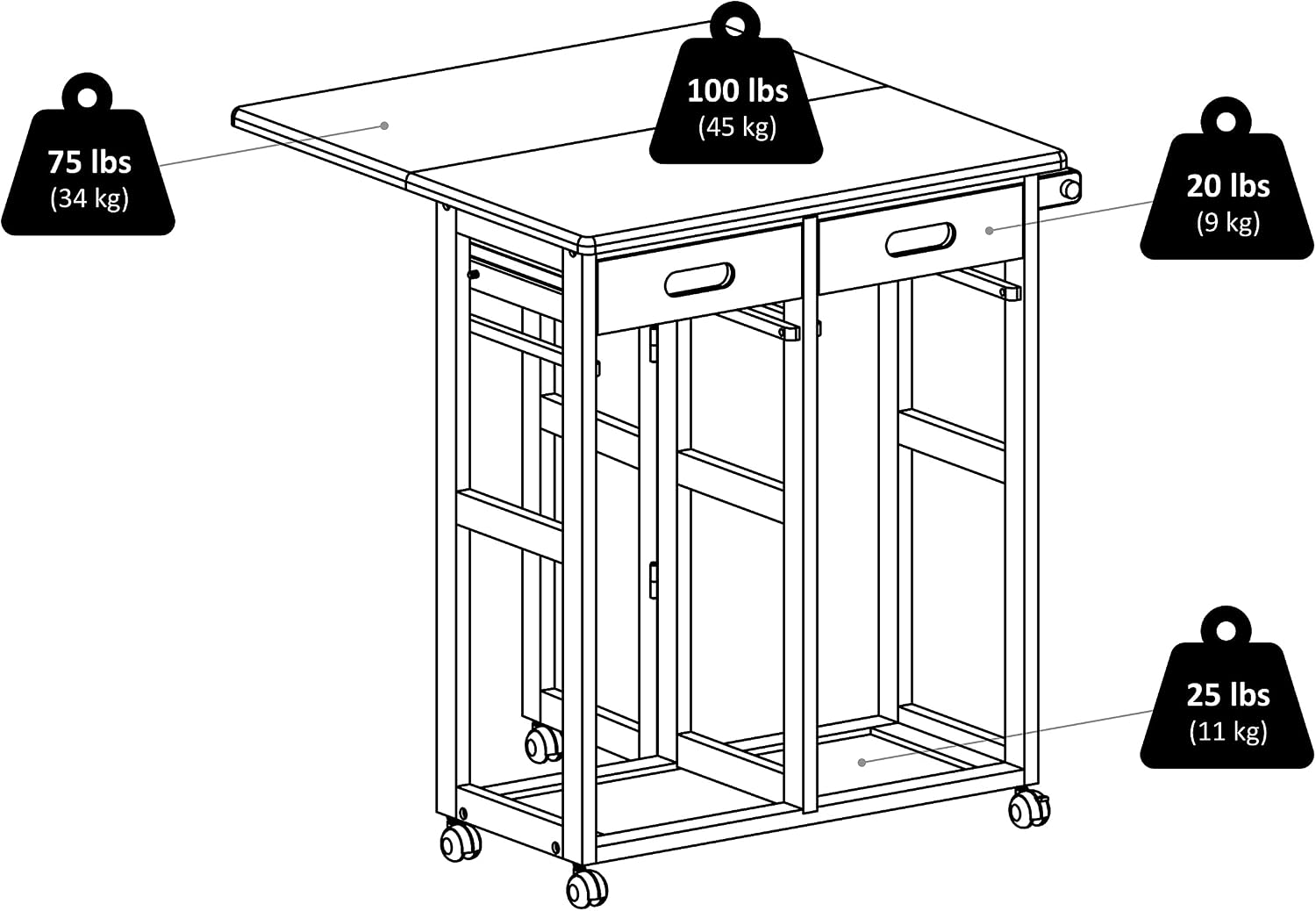 Winsome Wood Suzanne Kitchen, Square, Natural, Beech