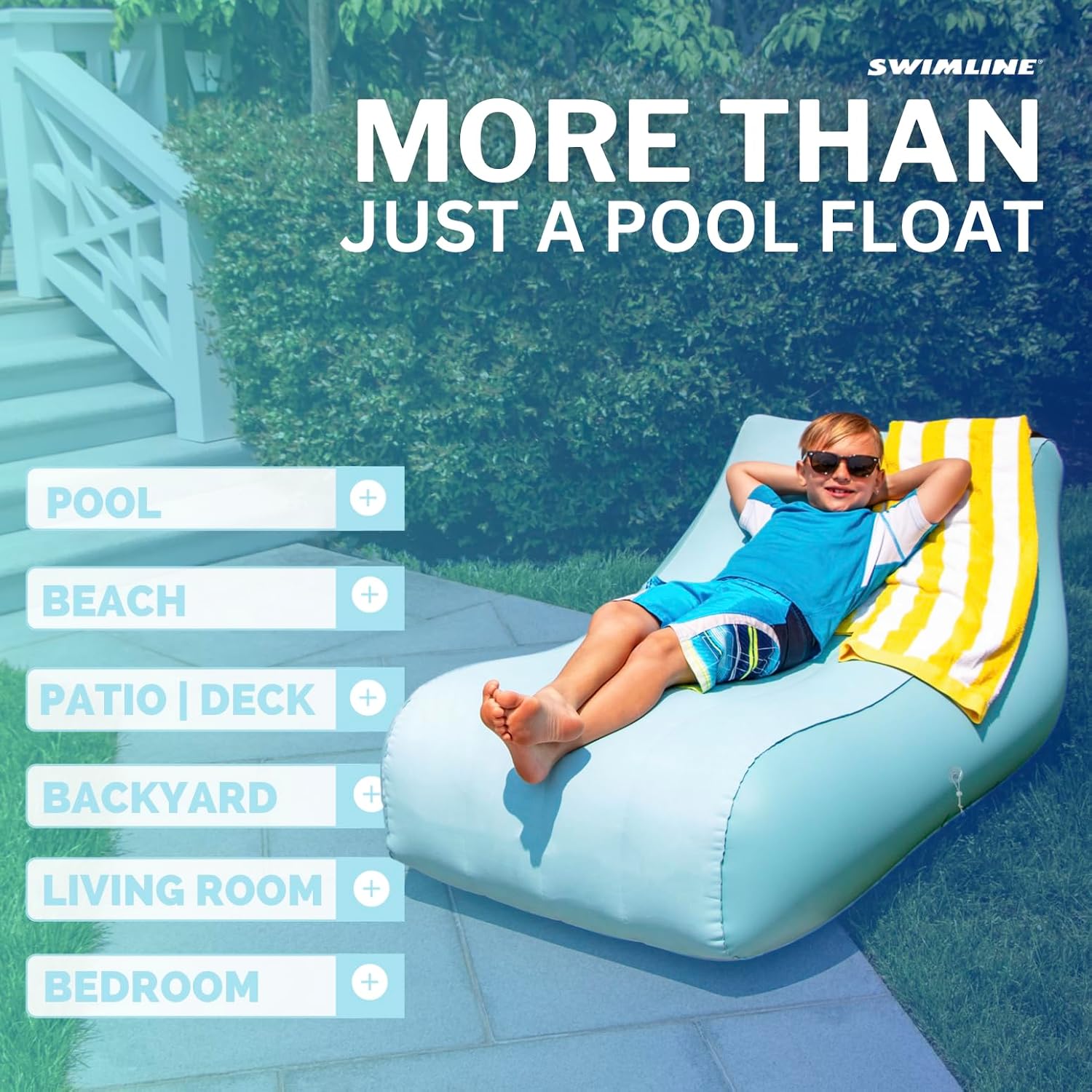 SWIMLINE Original Cloud Chaise Pool Lake Float Lounger Raft for Adults & Kids | Comfortable Fabric Foam Texture for Floating & Backyard Lounging | Connect Multi Floats W/Bungee System (Pack of 6)