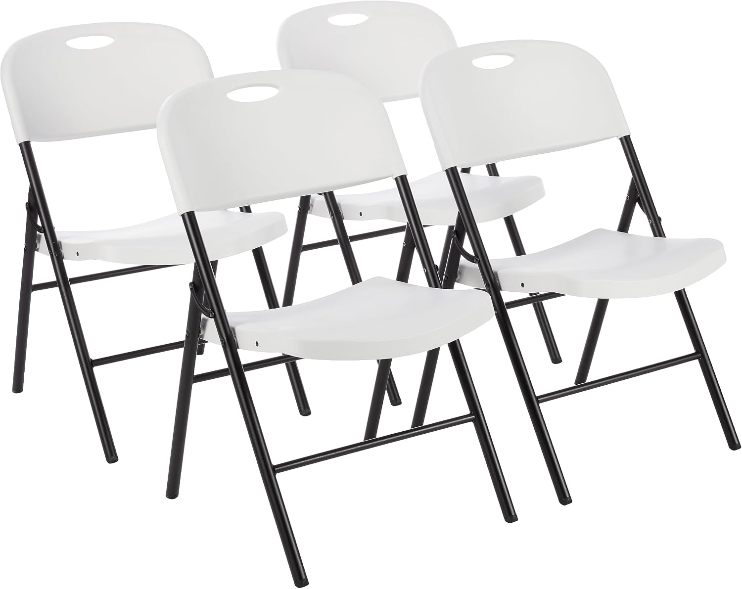 Amazon Basics Foldable Portable Plastic Chair, 350-Pound Capacity, White, 4-Pack