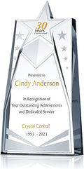 Custom Crystal Employee Services Awards and Trophies, Personalized Engraved with Your own Loyalty Recognition Award Message (Crystal Star Service Award Trophy)