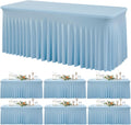 Outpain 6Pack Baby Blue 8FT x 8FT Rectangular Spandex Polyester Blend Tablecloth for Standard Folding Tables - Set of 6