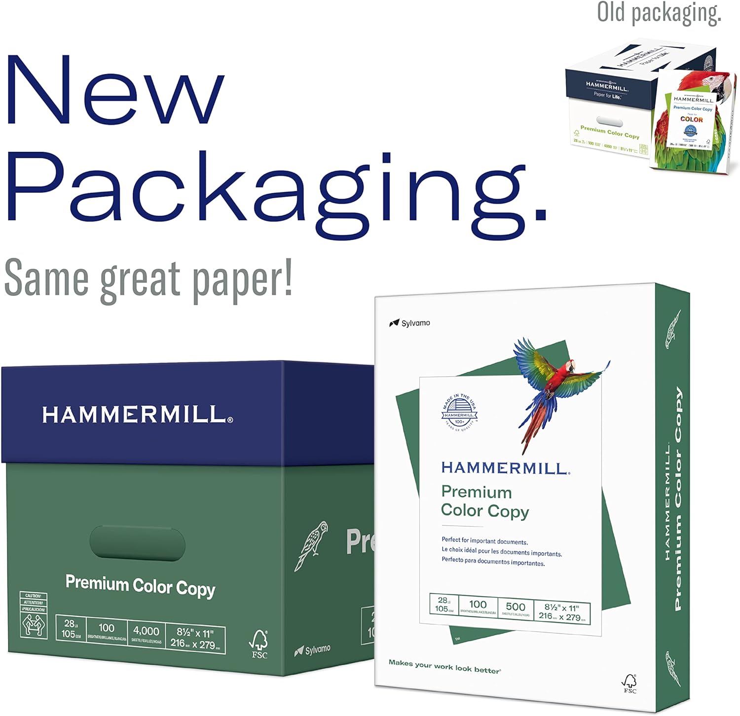 Hammermill Printer Paper, Premium Color 28 lb Copy Paper, 8.5 x 11-8 Ream (4,000 Sheets) - 100 Bright, Made in the USA, 102467C