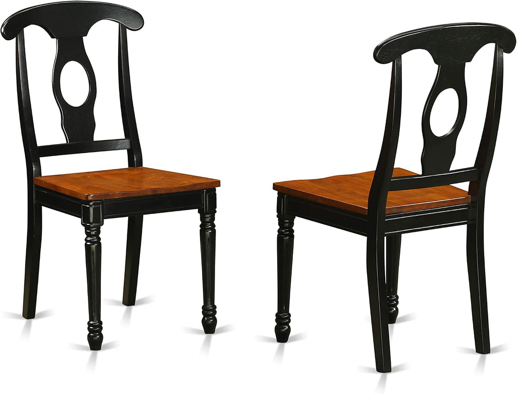East West Furniture HLKE5-BCH-W 5 Piece Dining Room Table Set Includes a Round Kitchen Table with Pedestal and 4 Dining Chairs, 42x42 Inch, Black & Cherry