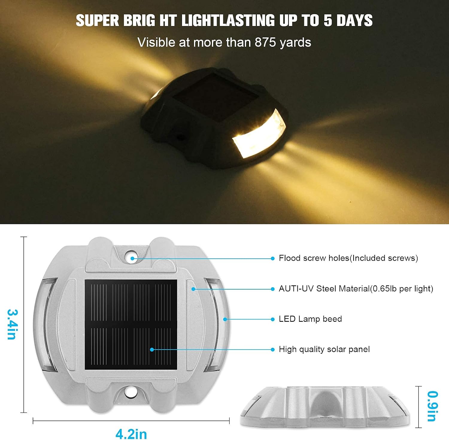 VOLISUN 24 Pack, Solar Driveway Dock Deck Lights