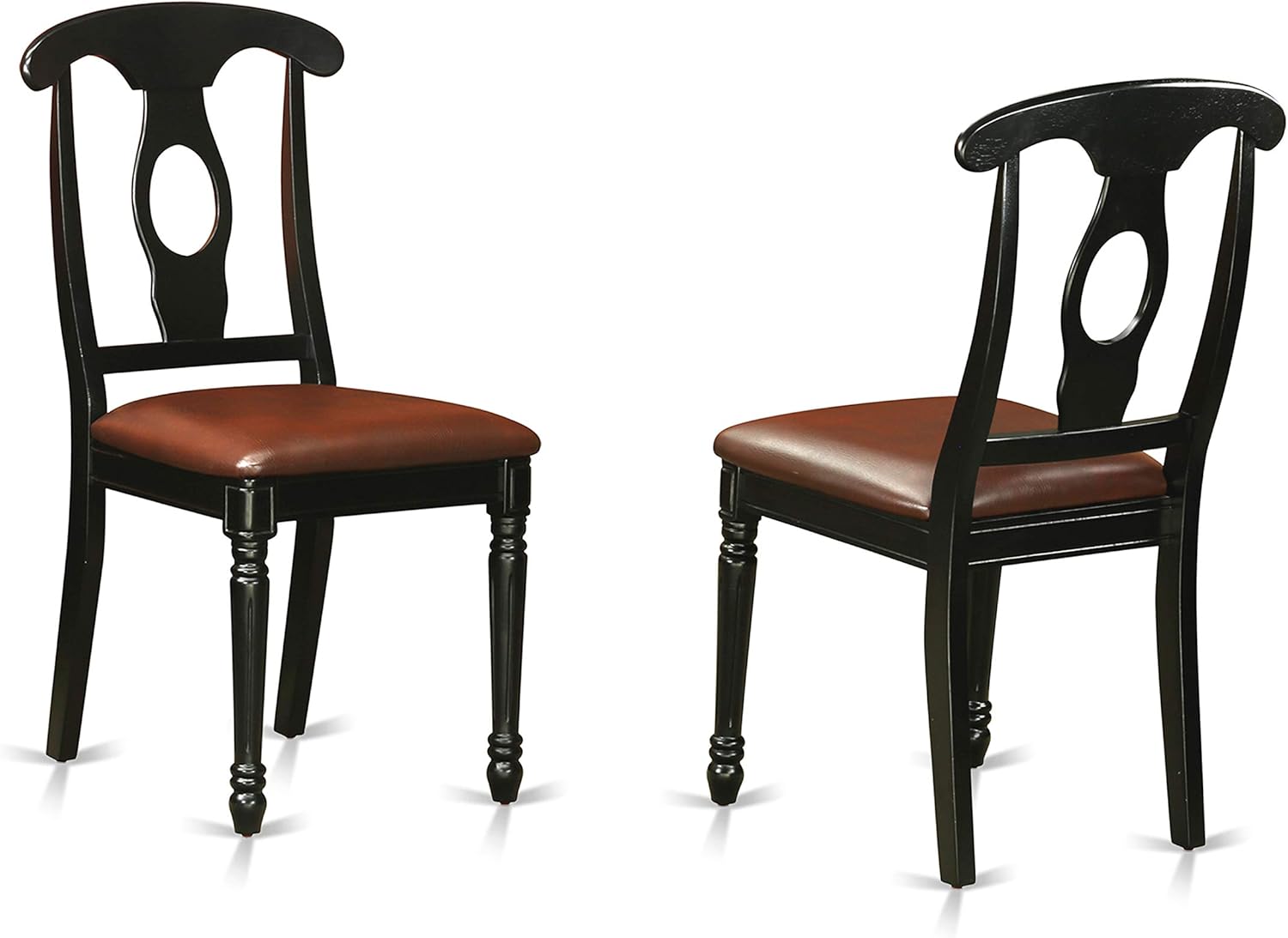 East West Furniture HLKE5-BCH-LC 5 Piece Kitchen Table & Chairs Set Includes a Round Dining Room Table with Pedestal and 4 Faux Leather Upholstered Dining Chairs, 42x42 Inch, Black & Cherry