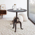 Industrial Heavey Duty Iron Sofa Side Table Crank Lift Up-and-Down Small Round Tea Table, Copper…