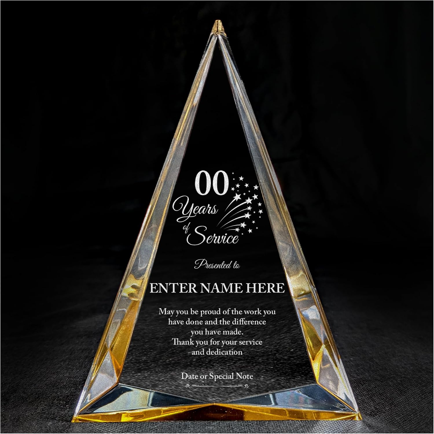 Personalized Acrylic Retirement Gifts For Men and Women, Laser Engraved Custom Trophy for Service Recognition, Years Of Service Retirement Trophy Award for Boss, Employee, Teacher (Gold Pinnacle)