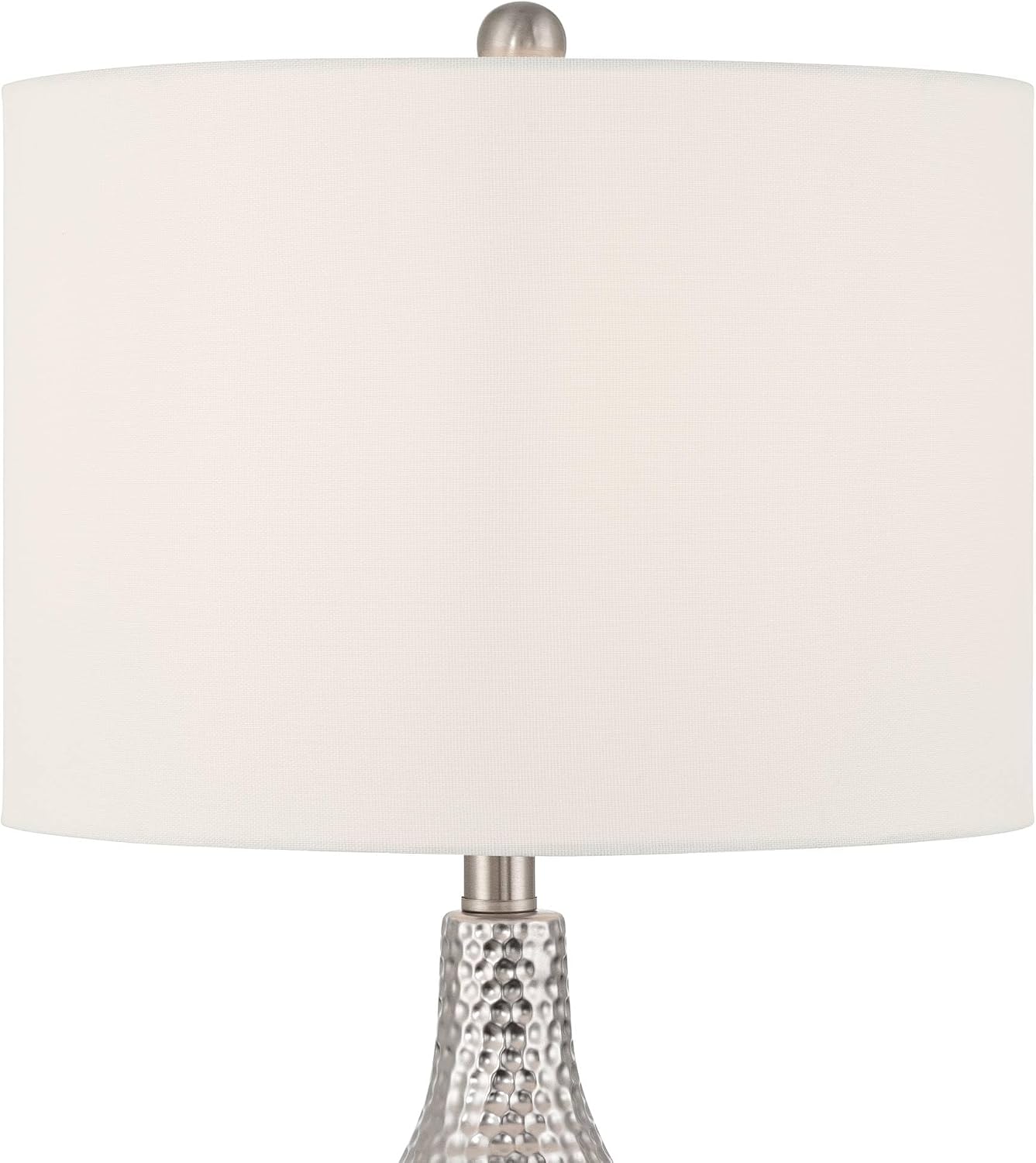 360 Lighting Titus 24 1/2' High Modern 3-Way Table Lamps Set of 2 Hammered Silver Fabric Shade Living Room Bedroom Bedside Nightstand House Office Home Reading Kitchen Entryway Console Family