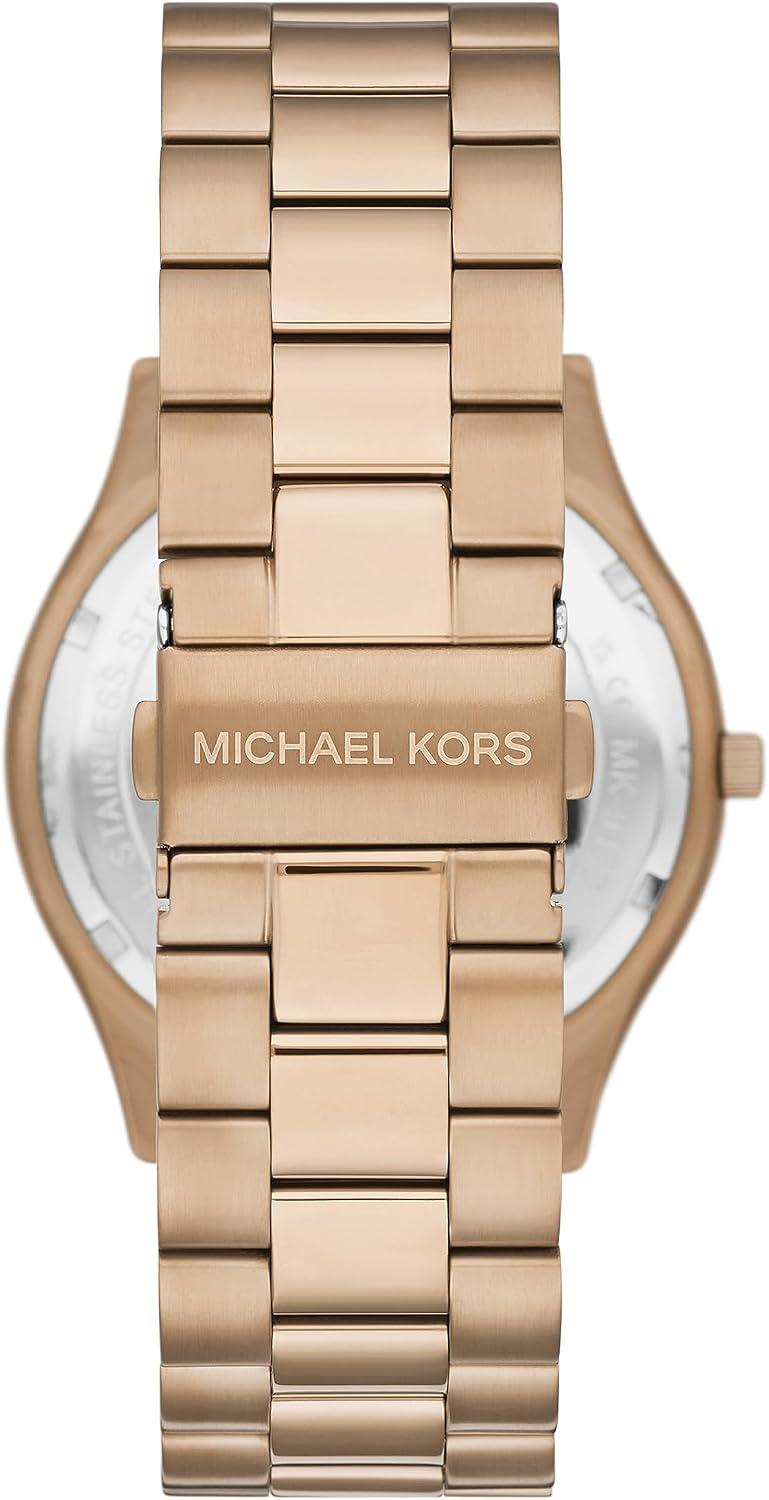 Michael Kors MK9122 - Slim Runway Three-Hand Beige Gold-Tone Stainless Steel Watch