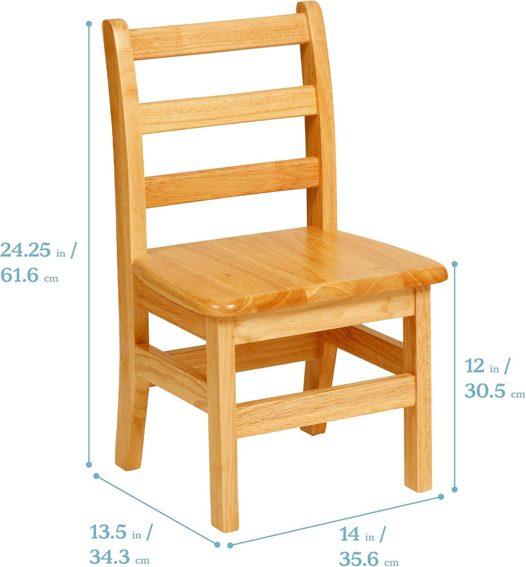 ECR4Kids 24in x 36in Rectangular Hardwood Table and Chair Set, 12in Seat Height, Kids Furniture, Honey, 3-Piece