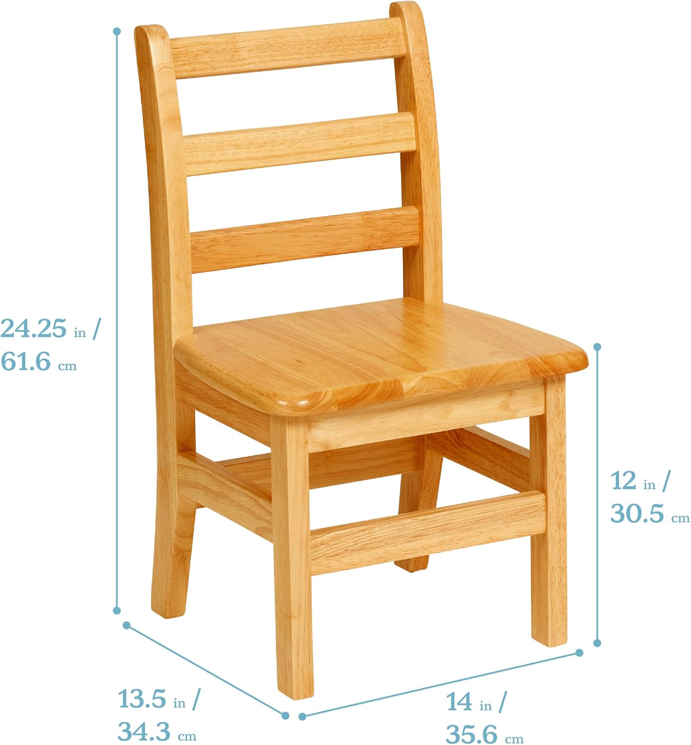 ECR4Kids 24in x 36in Rectangular Hardwood Table and Chair Set, 12in Seat Height, Kids Furniture, Honey, 3-Piece