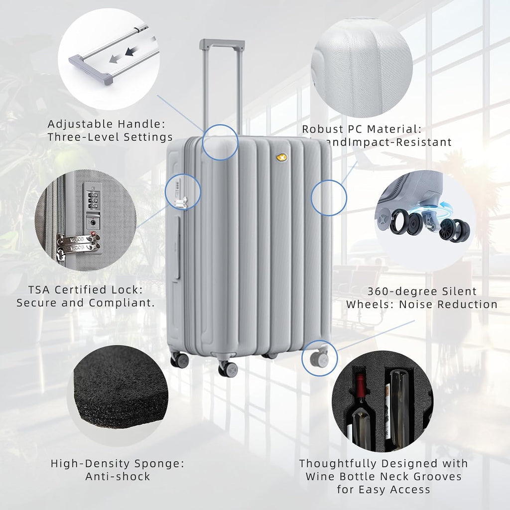 Wine Suitcase for Airplanes - 12 Bottle Capacity, Durable Shipping Box, Travel Case With TSA Lock, Versatile Carrier With Removable Inserts and Silent Spinner Wheels (Sleek Silver)