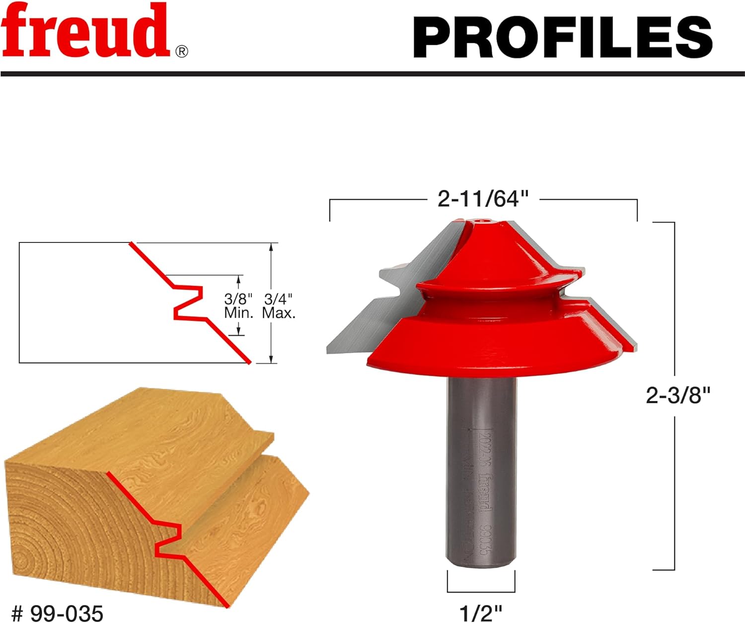 Freud 99-035: 2-11/64' (Dia.) Lock Miter Bit with 1/2' Shank
