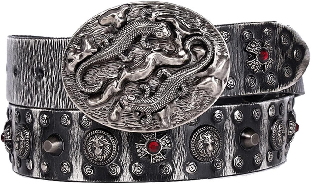 Metal Rivet Belt Men Rivet Punk Belt Cow Genuine Leather Smooth Buckle Male Women Rock Hip Hop Strap Waist 1Pcs