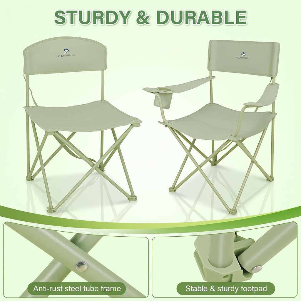 Camping Chair Set of 3, Outdoor Folding Camping Chairs for Heavy People with Cup Holder & Carry Bag,Collapsible Chair Include One Sofa Chair and Two Single Chair,Support up to 500lbs