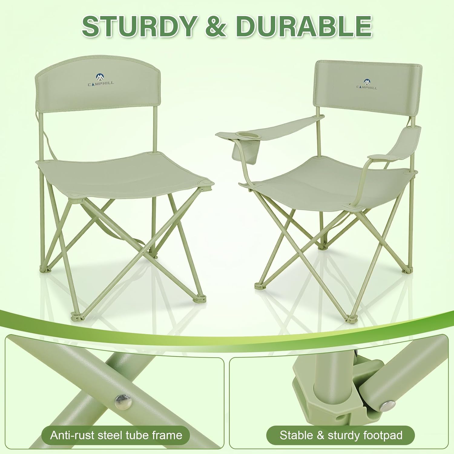 Camping Chair Set of 3, Outdoor Folding Camping Chairs for Heavy People with Cup Holder & Carry Bag,Collapsible Chair Include One Sofa Chair and Two Single Chair,Support up to 500lbs