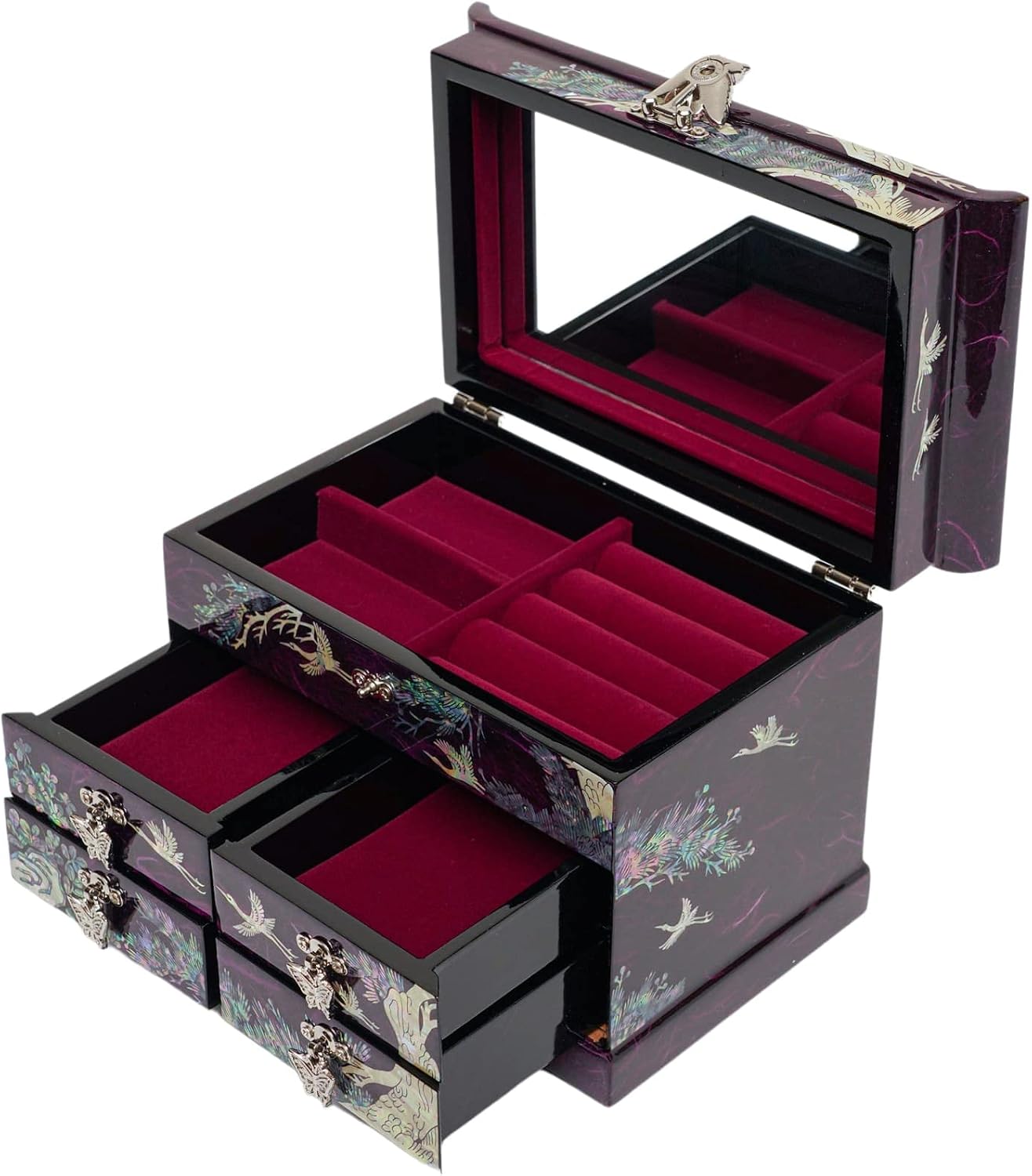 February Mountain Mother of Pearl Handcrafted Mother-of-Pearl Jewelry Box with Traditional Korean Design Mother's day Graduation Birthday Gifts for Women