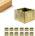 WGV Block Ceramic Vase Bulk, Width 6', Height 4', Elegant Morden Short Square Floral Planter Terrarium Container Table Dresser for Event Accent Home Office Decor Gold Etched 12 Pieces