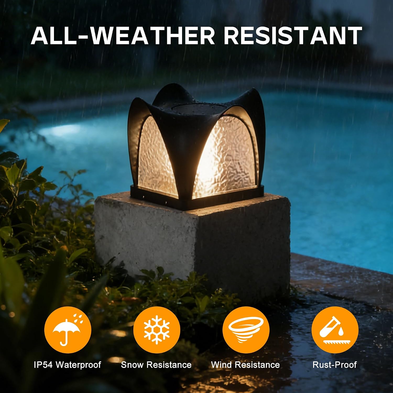 Solar Post Lights, IP54 Modern Pillar Light, Waterproof Column Lamp Outdoor, Dusk to Dawn Solar Post Cap Light with 3200K LED,Fence Deck Cap Lights for Garden Deck Patio Outside Lighting(Opera)