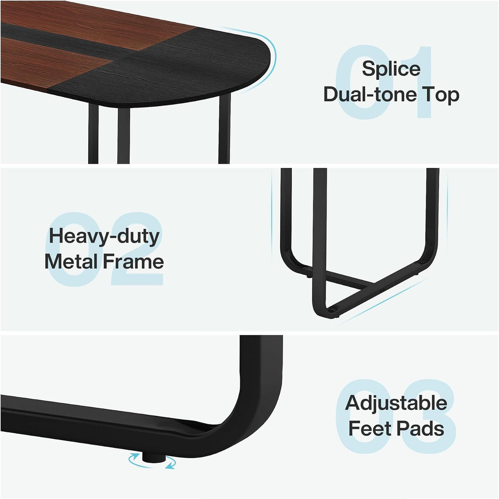 Tribesigns 6FT Conference Table, Large Conference Room Table, Modern Oval Shaped Meeting Table for Seminar, Office Meeting Walnut & Black