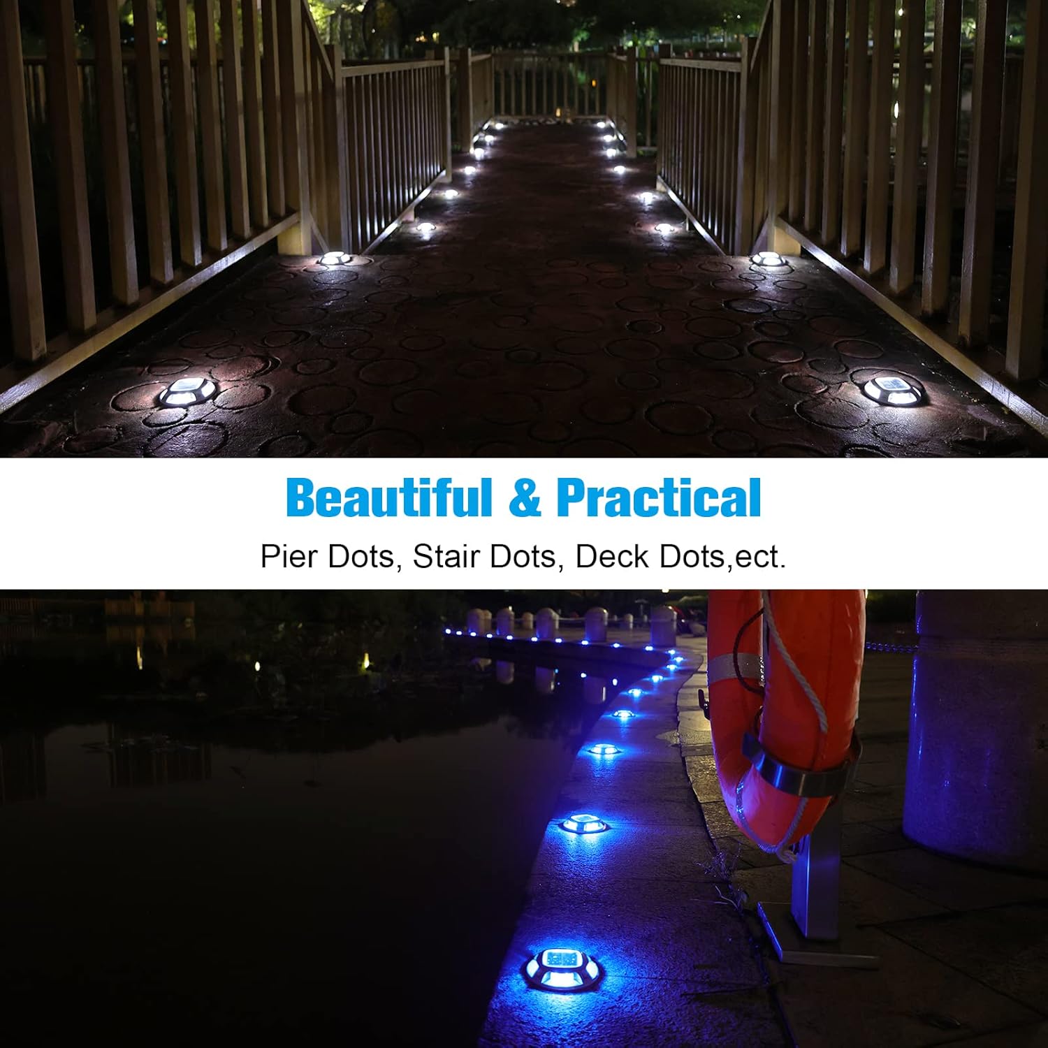 VOLISUN 24-Pack Solar Driveway Lights,IP67 Waterproof Outdoor Step Light
