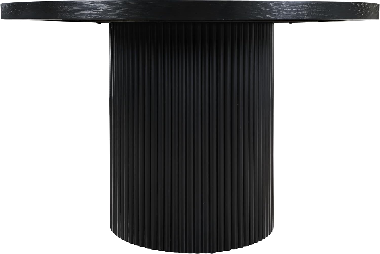 Meridian Furniture 728Black-T Belinda Collection Mid-Century Modern Dining Table, Solid Wood Base, Black Finish Oak Wood Veneer MDF Top, Round Top, Fluted Base, 48' W x 48' D x 31' H, Black