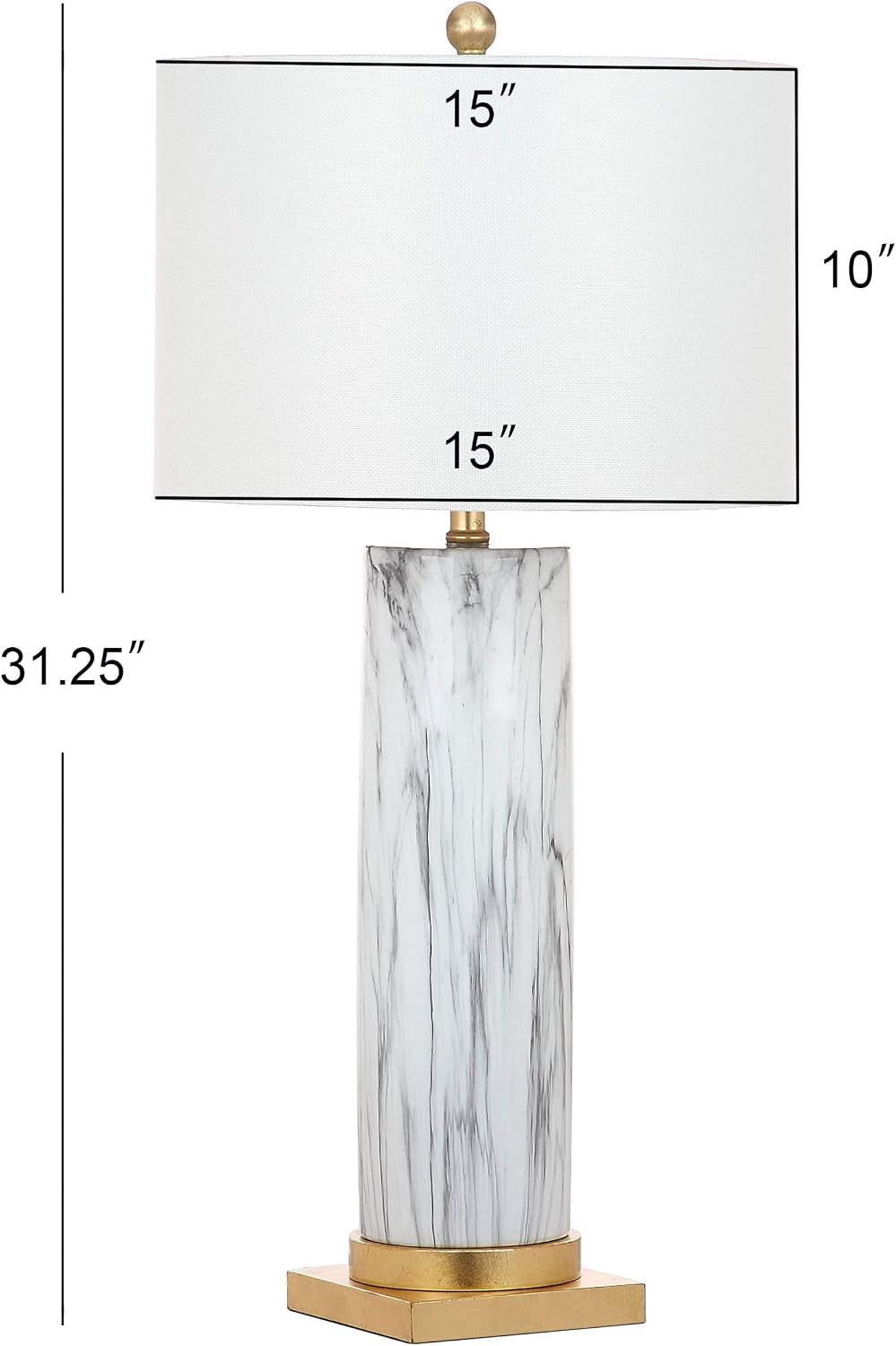 SAFAVIEH Lighting Collection Sonia Modern Black/ White Faux Marble 31-inch Bedroom Living Room Home Office Desk Nightstand Table Lamp Set of 2 (LED Bulbs Included)