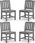 SERWALL Outdoor Dining Chairs Set of 4, All-Weather HDPE Patio Armless Chairs Suitable Outdoor Dining Table, Grey