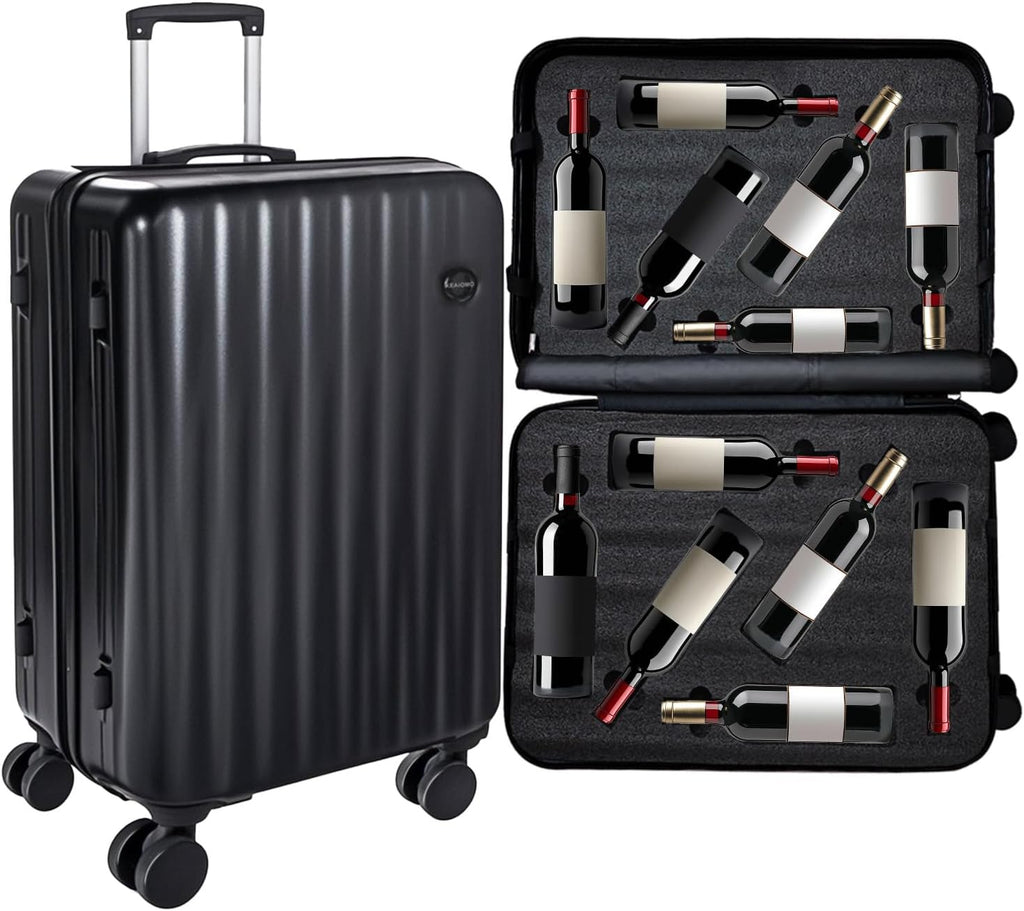 2025 Upgraded Wine Suitcase for Airplanes 12 Bottle, Thickened Wine Luggage for Airplane Travel with TSA Approved Lock and 360֯ Rotating Wheels, Wines Travel Suitcase with Removable Insert