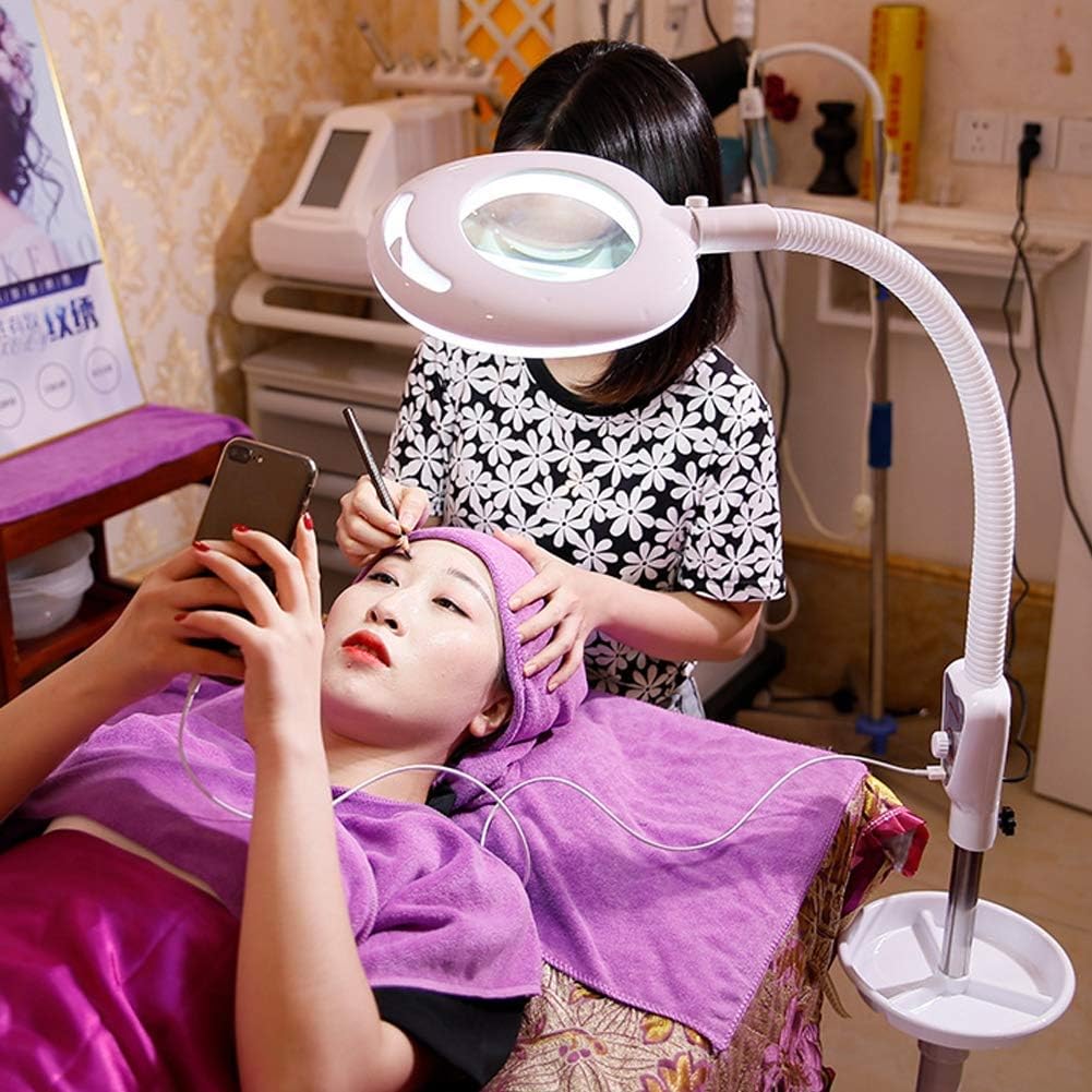 Magnifying Glass,Magnifier Magnifying Magnifier Lamp 360° Rotatable Floor Standing Magnifying Lamp with 20X Light Salon Spa Beauty Tattoo,Pink