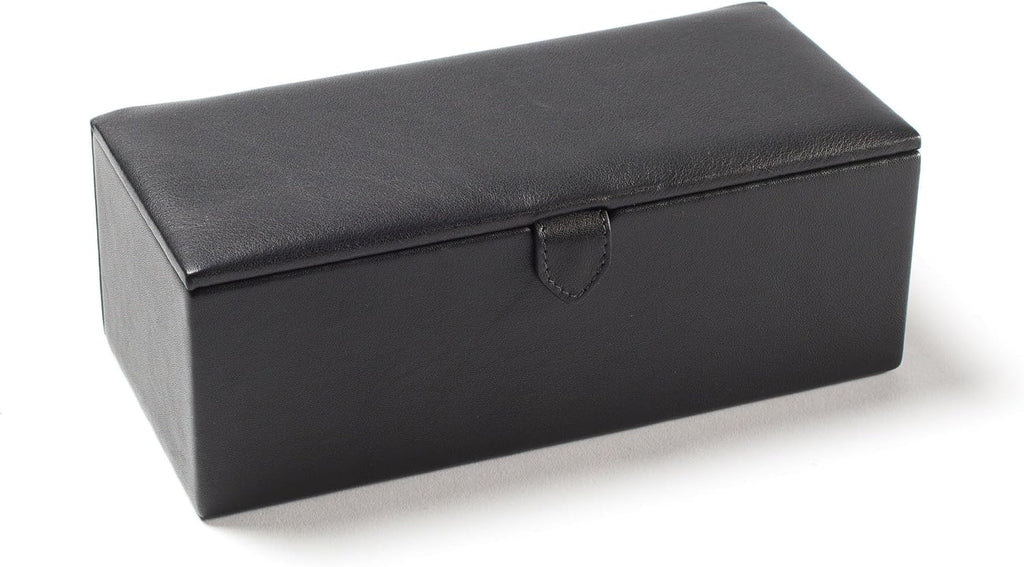 Leatherology Black Onyx Watch & Bracelet Box – Full Grain Leather Jewelry Organizer with 4 Microsuede-Lined Compartments, Removable Cushions & Snap Closure – Storage for Watches and Accessories