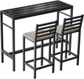 Outdoor Patio Bar Set 3 Piece,50' Rectangular Counter Height High Top Bar Tables, 2 Cushioned 41' Bar Stools, Metal Bar Table and Chairs Set for Poolside, Balcony, Backyard, Porch