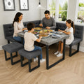 XIAO WEI Corner Dining Table Set for Small Spaces, 72 Inch Breakfast Nook with Storage Banquette, 5 Piece Dining Set with Upholstered Bench, Modern Grey
