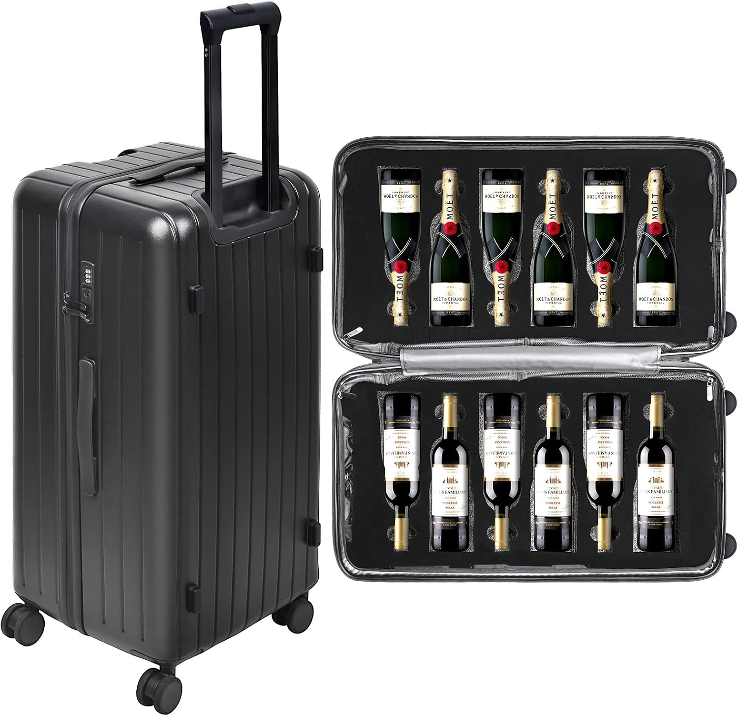 12-Bottle Wine Suitcase for Airplanes | TSA-Approved Checked Luggage | Durable PC Hard Shell & Shockproof Foam | Maximum Protection Travel Case for Airline Transport