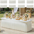 CO-AVE 8pack Ivory Spandex Tablecloths 6ft for Rectangle Tables, Wrinkle Free Classy Table Skirt Stretchy 6 Foot Fitted Table Cloths Covers for Weddings Birthday Party Events Banquette Baby Shower
