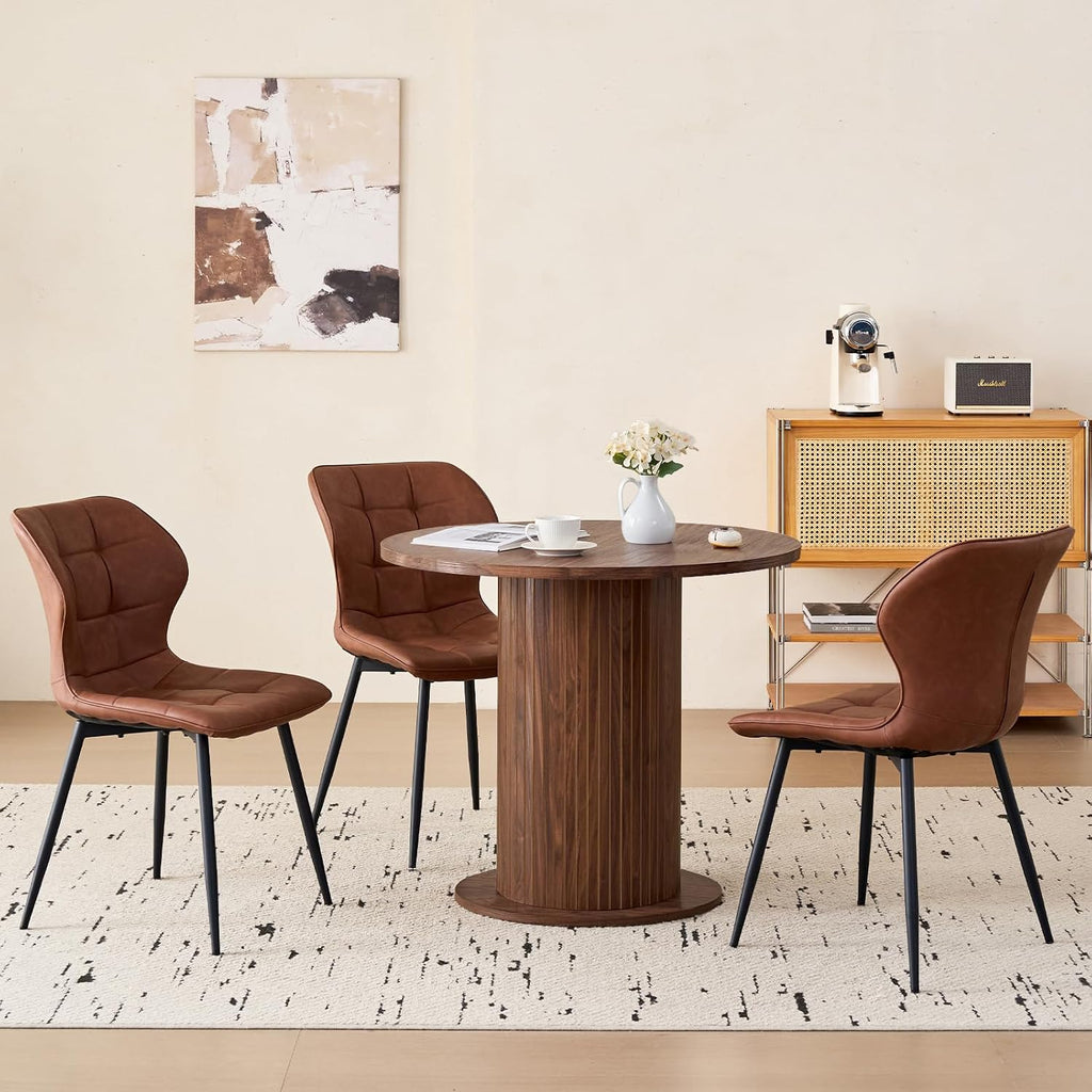35.5' Round Dining Table for 2, Modern Small Pedestal Kitchen Table, Space Saving, for Apartment Dining Living Room