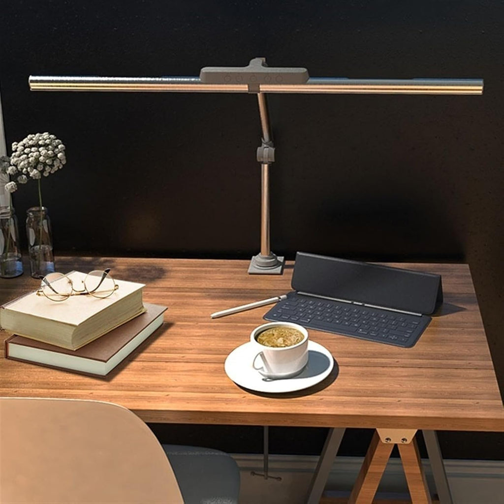 Eye protection desk lamp for office study LED Desk Lamp with Clamp, Double Head Eye Protection Desk Lamp with Auto Shut-Off Timer, 5 Color Modes & Stepless Dimming, for Reading Study Workbench Office