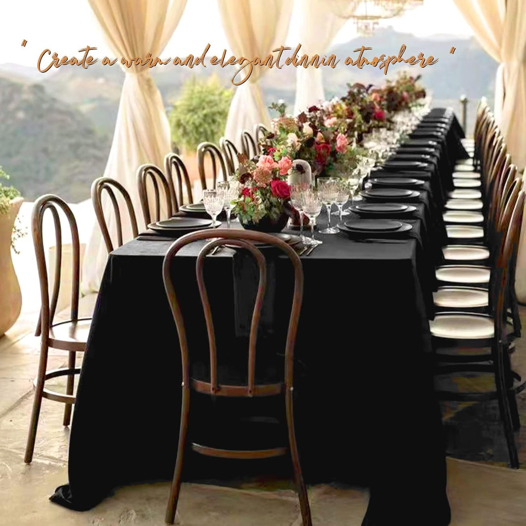 12 Pack Black Tablecloths for 8ft Rectangle Tables 90 x 156 Inch - Polyester Table Cover Stain and Wrinkle Resistant Washable Fabric Table Clothes for Wedding Party Banquet Reception Restaurant