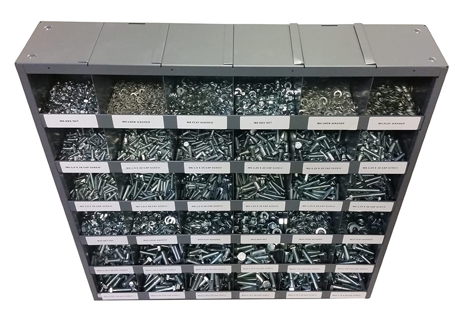 M&M Fasteners 2,540 pcs Metric Class 10.9 Nut Bolt Hex Bolt & Washer Assortment Kit with Metal Bolt Bin
