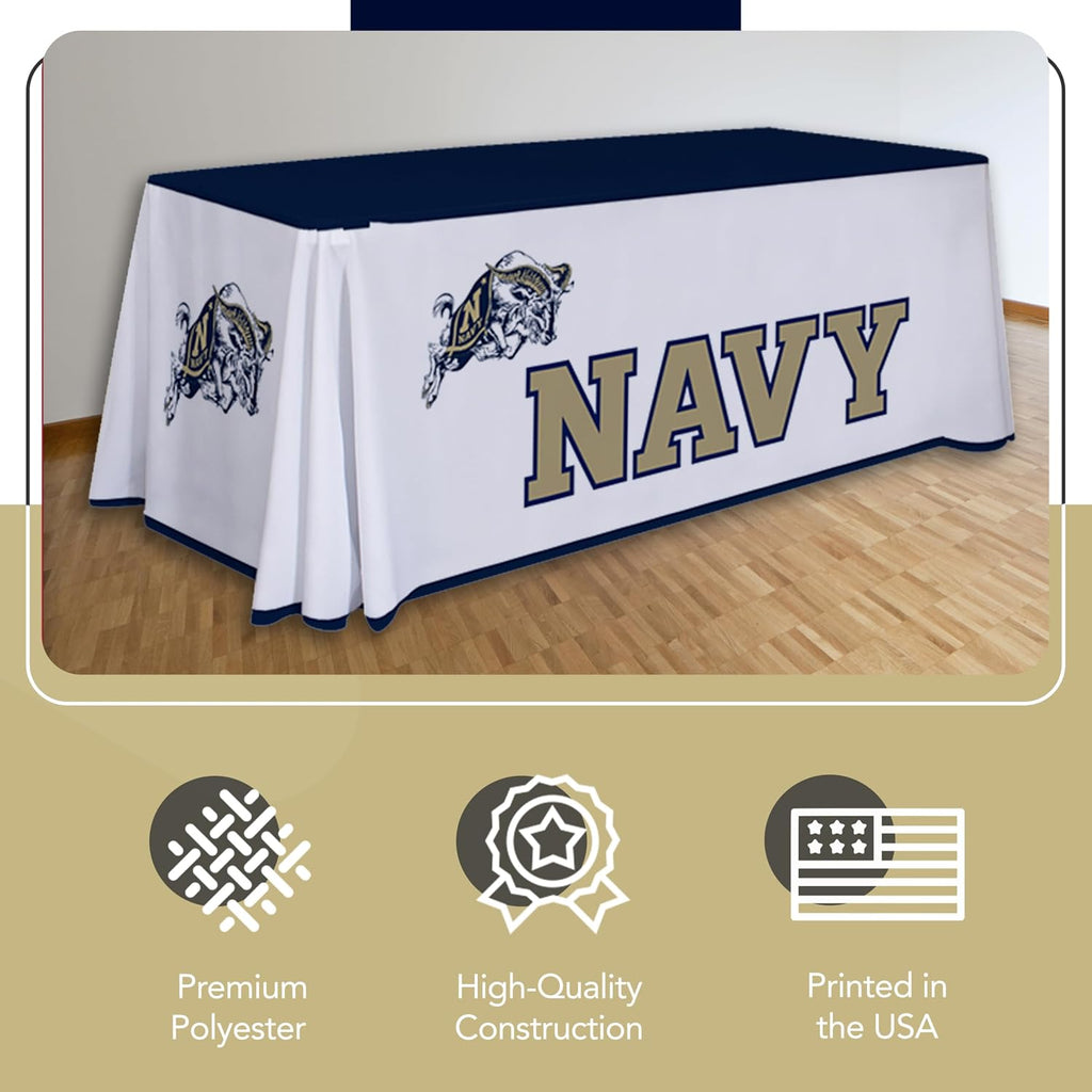 Victory Corps Navy Midshipmen College Sports Printed Table Throw - NCAA Licensed - Polyester - School Tablecloth (6' Draped) (Navy Blue)