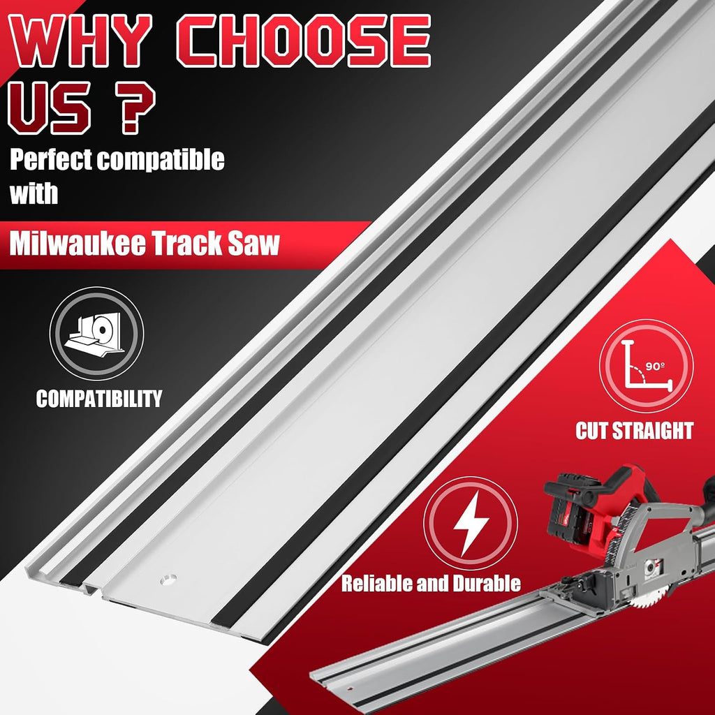 110in Track Saw Guide Rail Compatible with Milwaukee Track Saw, 55'*2 Replacement for Milwaukee Guide Rail, Perfect Fit for Milwaukee Track Saw and Woodworking Longer Cuts, 2 Year Warranty
