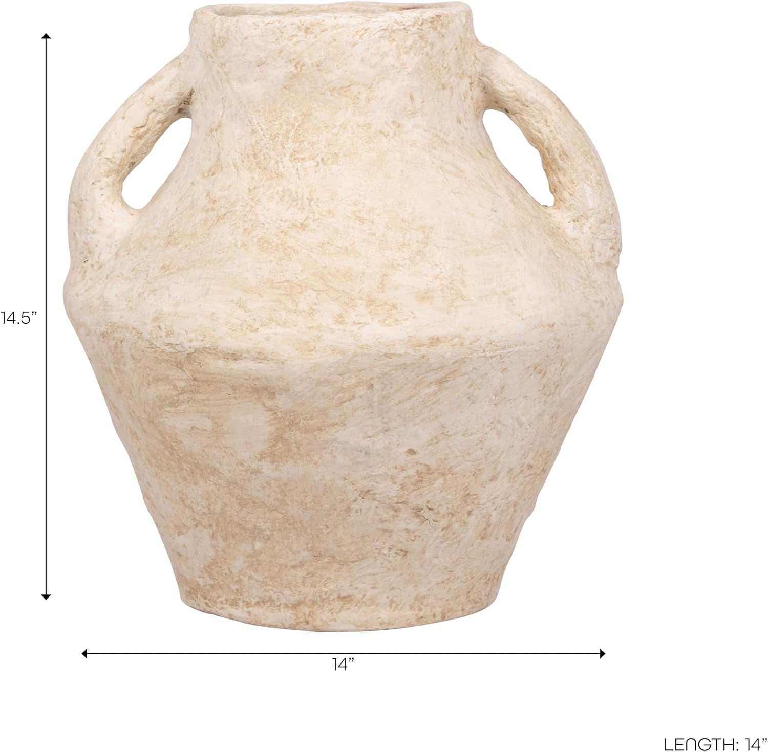 Paper Mache Vase – Flower Holder for Stems and Greenery, Living Room or Bedroom Shelf and Table Styling, Textured Pottery Look Home Decor Accent for Collected Spaces – 14', White Vase