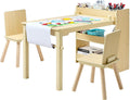 VEVOR Kids Art Table and Chair Set, Toddler Activity Table with Storage, Wood Kids Craft Desk with Paper Roll for Drawing, Reading, Writing, Kid Play Table for Nursery, Playroom, Classroom, Natural
